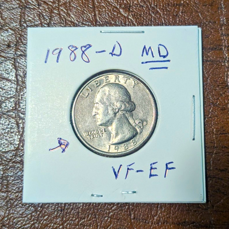 1988-D Washington Quarter 25C Doubled Die Obverse Business Strike Copper KM#204