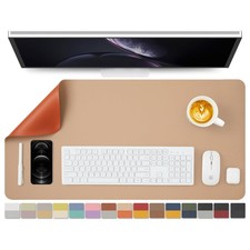 31.5x15.7 inch Dual Sided Leather Desk Mat Waterproof Pad Apricot Orange