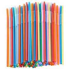 12.8inch Disposabl Drinking Straws, Colorful Extra Long Flexible Bendy Party Str