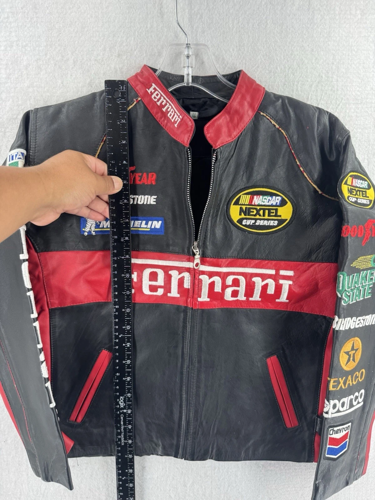 Vintage Ferrari racing jacket Rare black Leather READ image 10