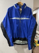 Patagonia VTG Lightweight Blue Hooded Rain Cycling Full Zip Jacket Sz XL Reflect