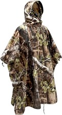 Camo Rain Poncho: Waterproof, Hooded for Hunting & Hiking