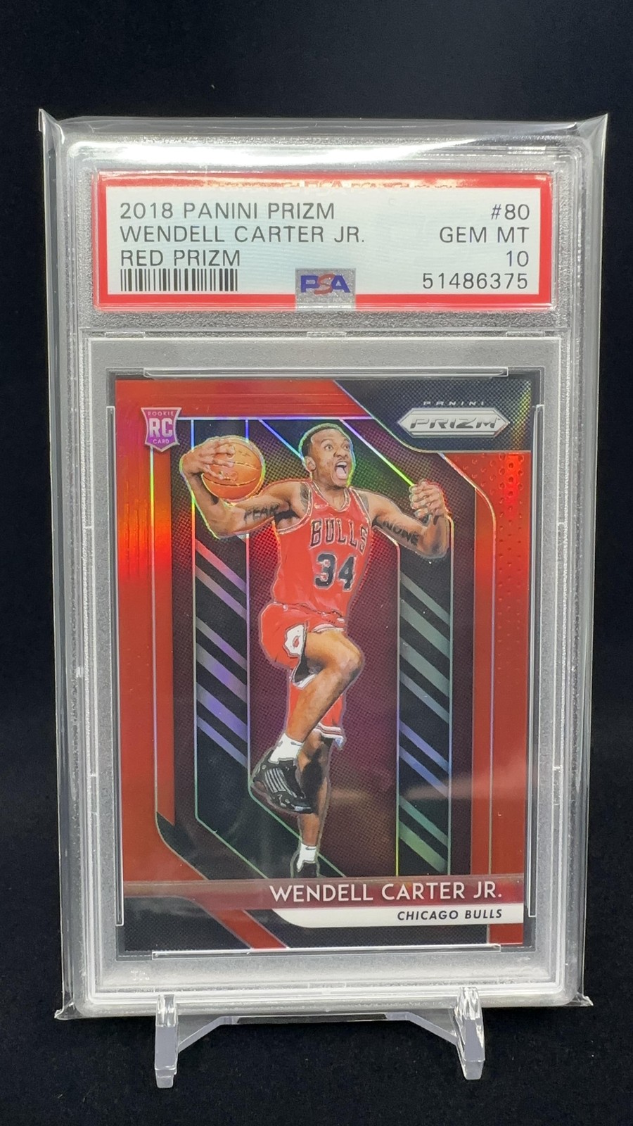 Wendell Carter Jr 2018-19 Panini Prizm #80 Red Prizm RC /299 PSA 10