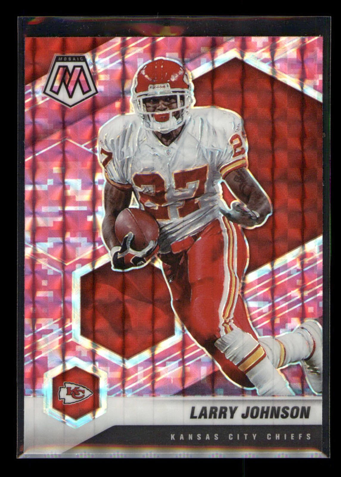 2021 Panini Mosaic Larry Johnson #3 Prizm Camo Pink