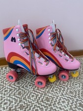 Moxi Rainbow Rider Pink Women's Roller Skates  Yellow Jacket Wheels
