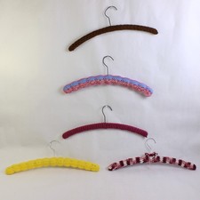 Lot of 5 Hand-Crocheted Clothes Hangers Various Colors