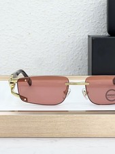 Versace MOD 2291 Unisex Gold Rectangle Rimless Sunglasses Brown Lens UV