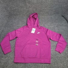 Nike Sweatshirt Womens Medium Purple Fuchsia Club Fleece Pullover Hoodie Sweater