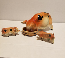 VINTAGE SOW HOG And 2 PIGLETS FIGURINES