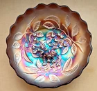 MILLERSBURG 10" HANGING CHERRIES ICS AMETHYST BOWL -- VINTAGE CARNIVAL GLASS