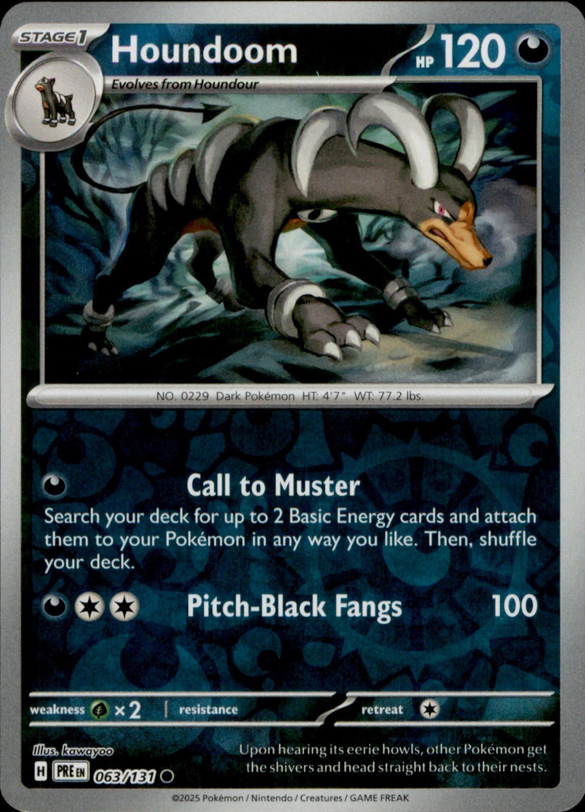 Houndoom 063/131 Common Prismatic Evolutions Pokemon Reverse Holo Lightly Played