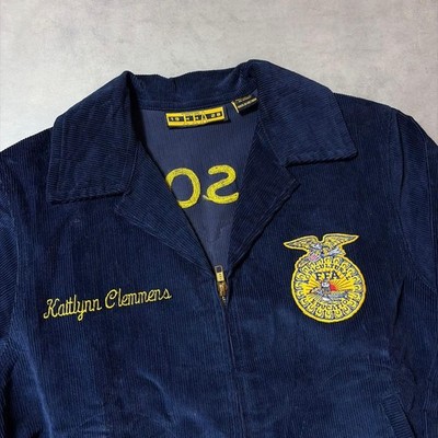 90s FFA Missouri Corduroy Jacket Navy Blue Vintage Workwear #FD
