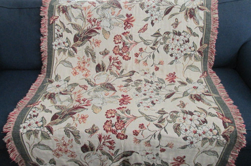 Williamsburg Goodwin Weavers Magnolia Floral Tapestry 48" x 66" Throw Blanket
