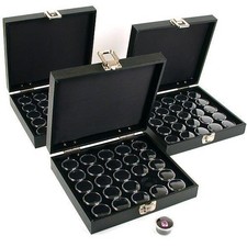 75 Gem Jars Black Display Tray Gemstone Travel Case