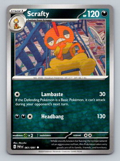 2024 Pokemon Card SV: Paldean Fates Scrafty 61/91