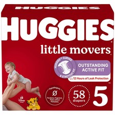 Huggies Little Movers Baby Disposable Diapers - Size 5 - 58ct