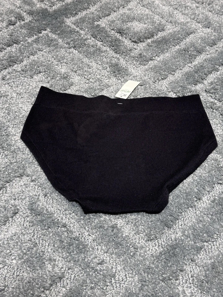 Трусики бикини бесшовные American Eagle Aerie большие однотонные черные ребристые новые - Изображение 2 из 4