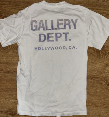 Gallery Dept. Herren T-Shirt S weiß Baumwolle Jersey Logo Rundhals Kurzarm
