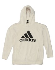 ADIDAS Womens Graphic Hoodie Jumper UK 6 XS White Cotton AA46