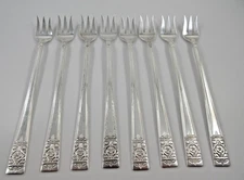 National Silver INAUGURATION 8 Cocktail Forks Silverplate Flatware