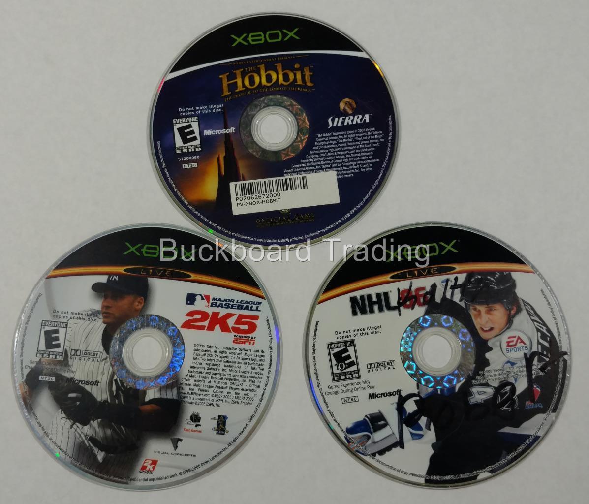 Xbox Videogames Discs The Hobbit, NHL & MLB 2K5 Discs Only Used FREE SHIPPING