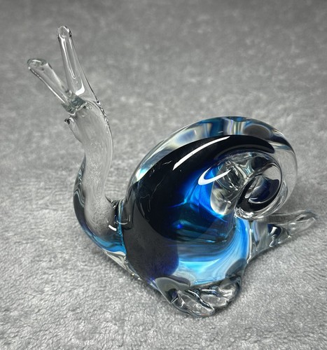 Vintage Ferro & Lazzarini Murano Glas Schnecke klar blau Kristall Italien schwer Vintage - Bild 14 von 19