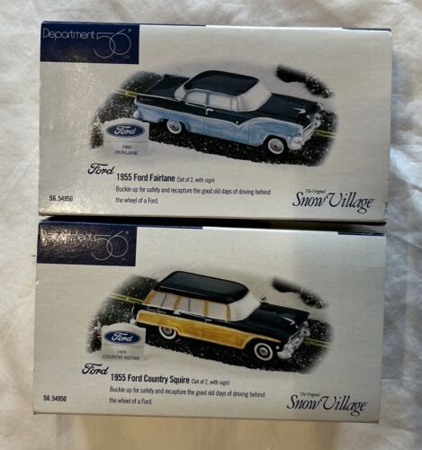 Lot Of 2 Department 56 Classic Cars 1955 Ford Fairlane & Country Squire - Picture 1 of 3