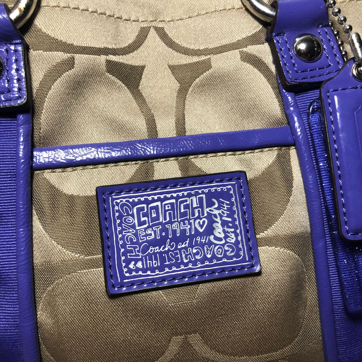 Coach Poppy Khaki & Purple Shoulder Bag J1226-F20101 | eBay Coach Poppy Khaki & Purple Shoulder Bag J1226-F20101 | eBay