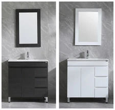 32 inch Bathroom Vanity Cabinet Free Standing Cabinet Mirror Ceramic SinkFaucet
