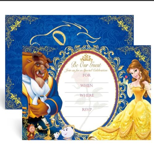 20 Beauty And The Beast Party Invites Invitation Princess Theme - Picture 3 of 8