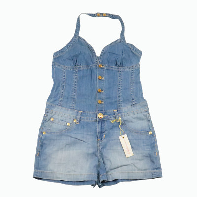 Ecko Red Ladies Betty Jumper Dungarees Short,  Baby Blue Wash