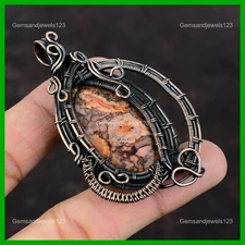 Womens day Deal Copper Natural Birds Eye Jasper Wire Wrapped New Pendant Jewelry