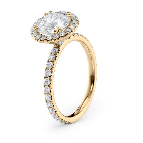 1.5ct Round Lab Grown Diamond Engagement Ring Pave Halo 14k Rose Gold D VVS2