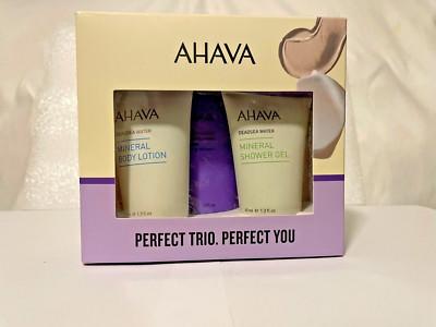 Ahava Perfect Trio Mineral Hand Cream Body Lotion Shower Gel Gift Set New