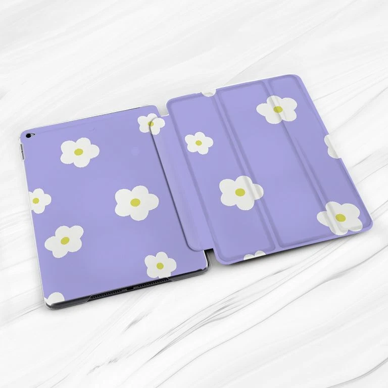 Girly Daisy Flowers Purple Case For iPad 10.2 Air 3 4 5 Pro 9.7 11 12.9 Mini - Image 2 of 4