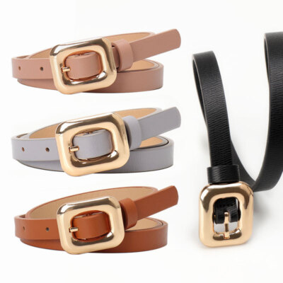 Women Alloy Square Buckle Faux Leather Jeans Belt Dress  display picture 1