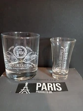 Paris Products Limited Edition 1986 Wine  Glass And Shot Glass