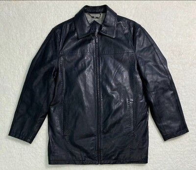 Balenciaga Black Lamb Leather Full Zip Jacket Men's Size