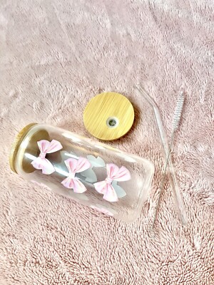 kokette rosa Schleife - 16oz Bierdose Glas Libbyglas