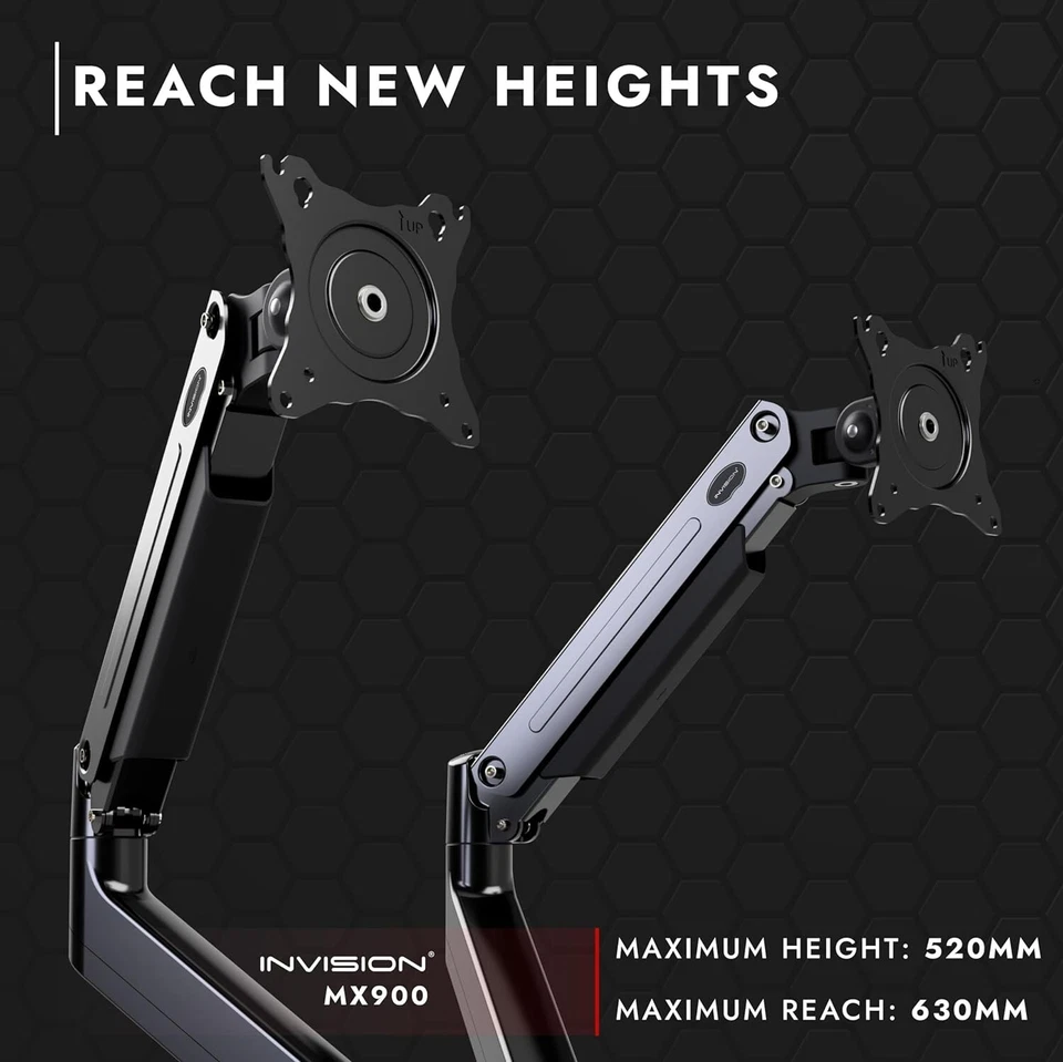 Invision 24"-35" Screens Dual PC Monitor Arm Bracket Desk Stand Mount with Clamp - Image 3 of 4