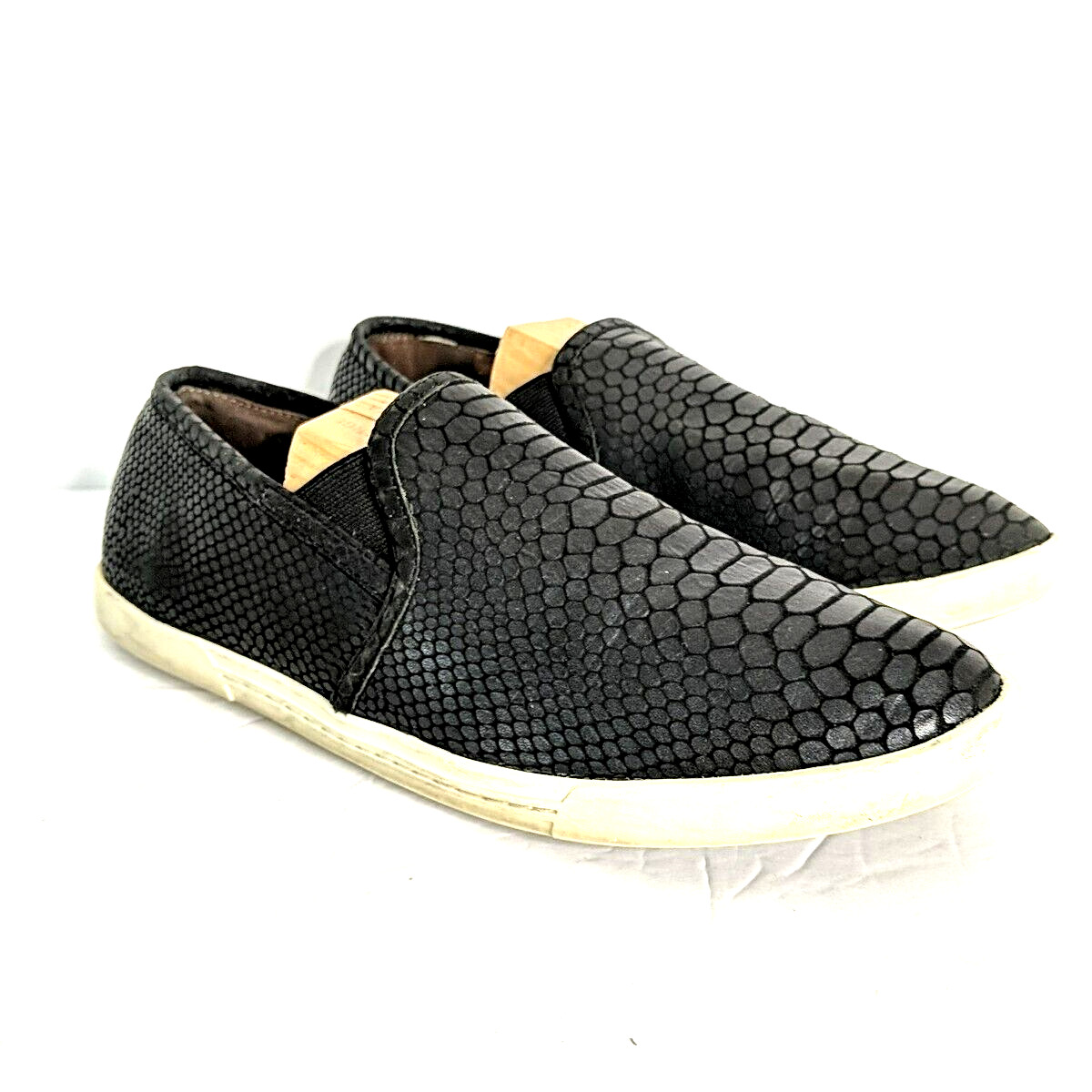 Joie Huxley Anthropologie Black Slip On Sneaker Snakeskin Women