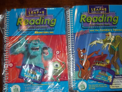 2 Leap Frog LeapPad Learning Books cartridges level 2 Scooby-Doo & Monsters Inc