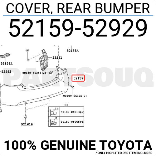 RIKAページ 5215952929 Genuine Toyota COVER, RR BUMPER L/COLOR 52159-52929 | eBay