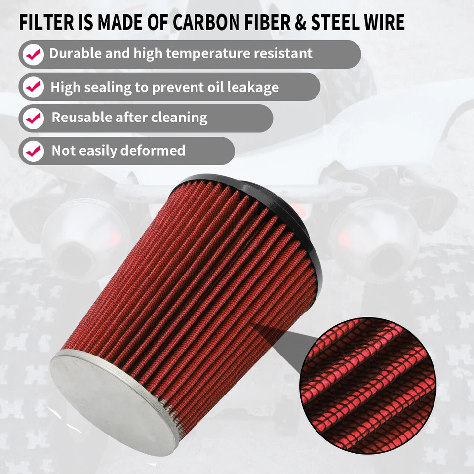 Limpiador de admisión de filtro de aire Pro Flow + adaptador para Yamaha Raptor 700 700R 2006-2021 Foto 4 de 4