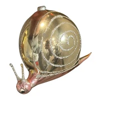 Vintage Soffieria De Carlini Snail Glass Christmas Ornament Pink Gold Rare READ