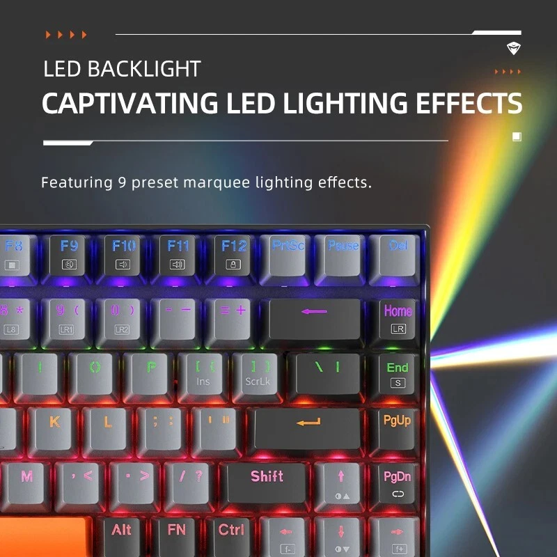 75% TKL Mechanical Gaming Keyboard Hot Swappable 6 Colour Backlit 84 Keys Wired - Image 4 of 4
