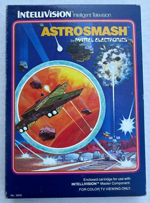 Intellivision Mattel Electronics Astrosmash Cartridge w/ Instruction & Overlays