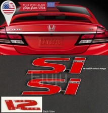 2 4.3 X 1 Metal Red Si Emblem Decal Sticker Badge For Civic Trunk Fender Lip 2 4.3 X 1 Metal Red Si Emblem Decal Sticker Badge For Civic Trunk Fender Lip