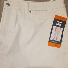 Frye Ivory High-Rise Straight Denim Jeans with Button Accents for Women NWT