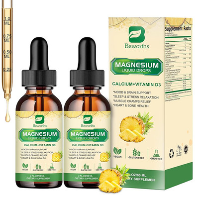 2Pack Magnesium Glycinate Liquid 60ML Support Stress Relief, Nerves and Muscles